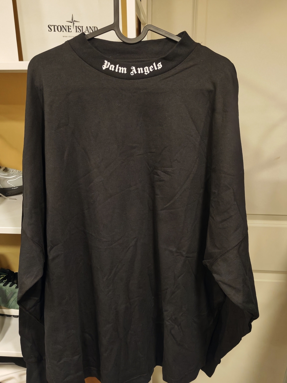 Palm Angels Men's Black Long-Sleeve Crewneck Shirt